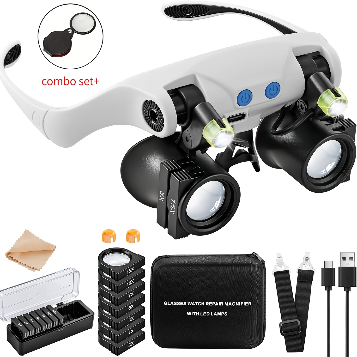 Electronics Repair Glasses - Kacamata Pembesar LED yang Dipasang di
