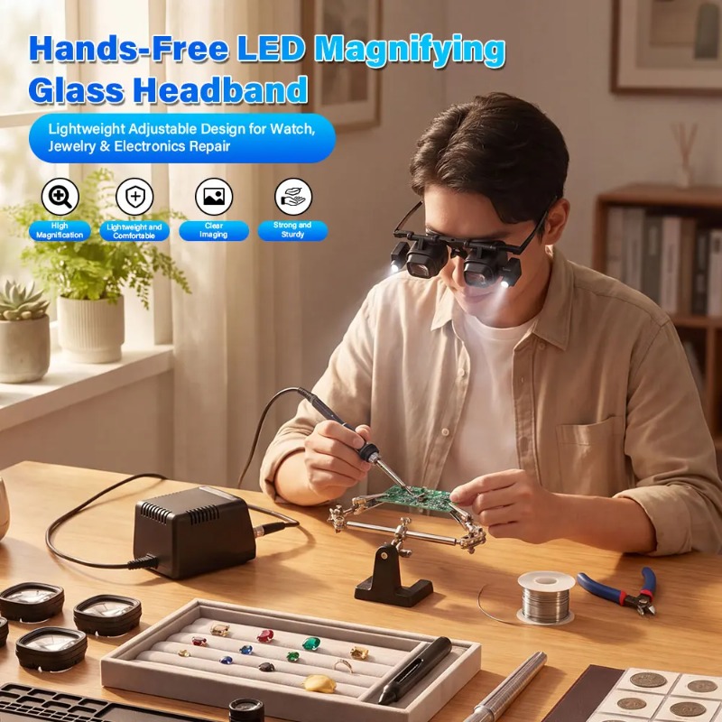 Kacamata Pembesar dengan Lampu - Electronics Repair Glasses ulasan dan harga