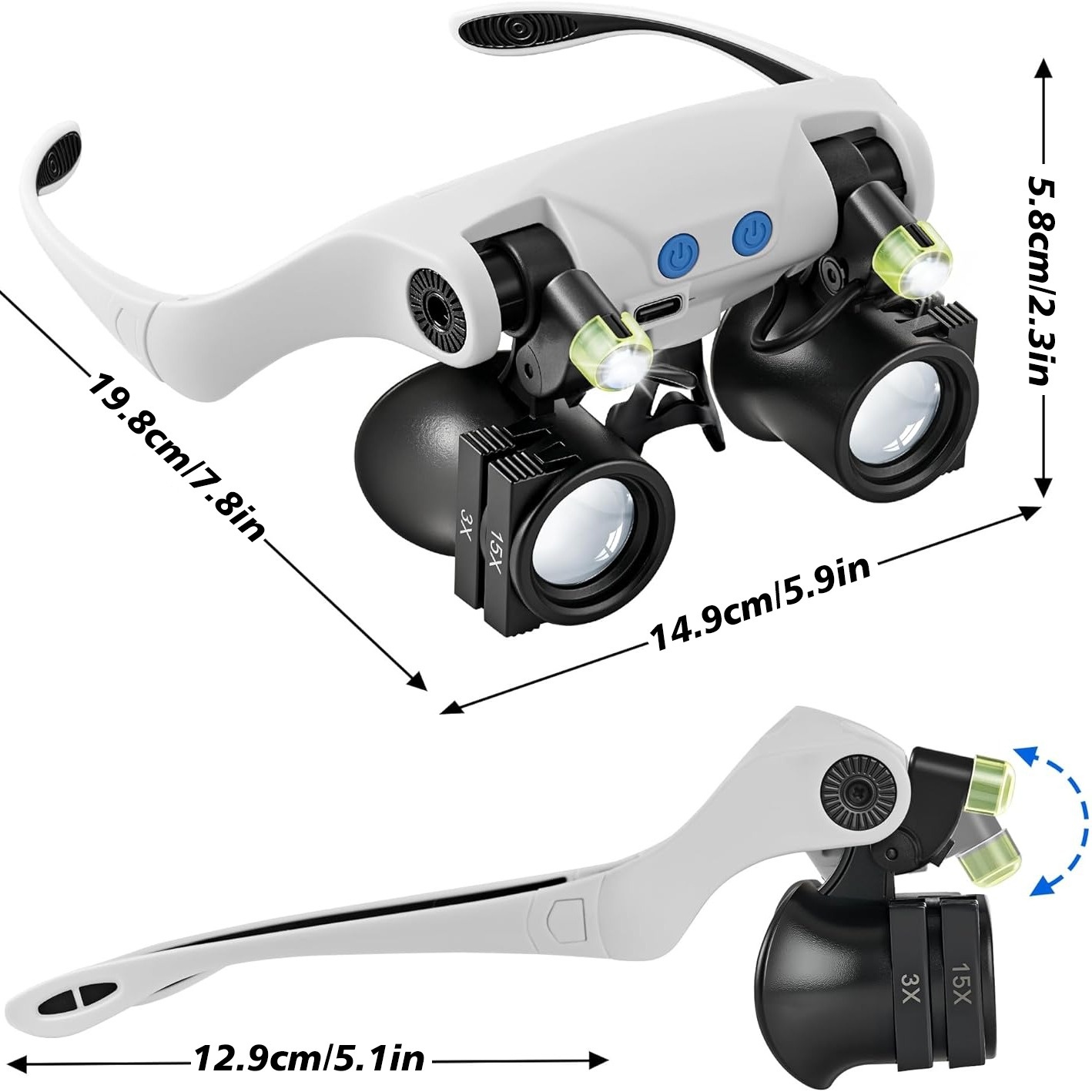 Kacamata Pembesar LED yang Dip - Electronics Repair Glasses ulasan dan harga