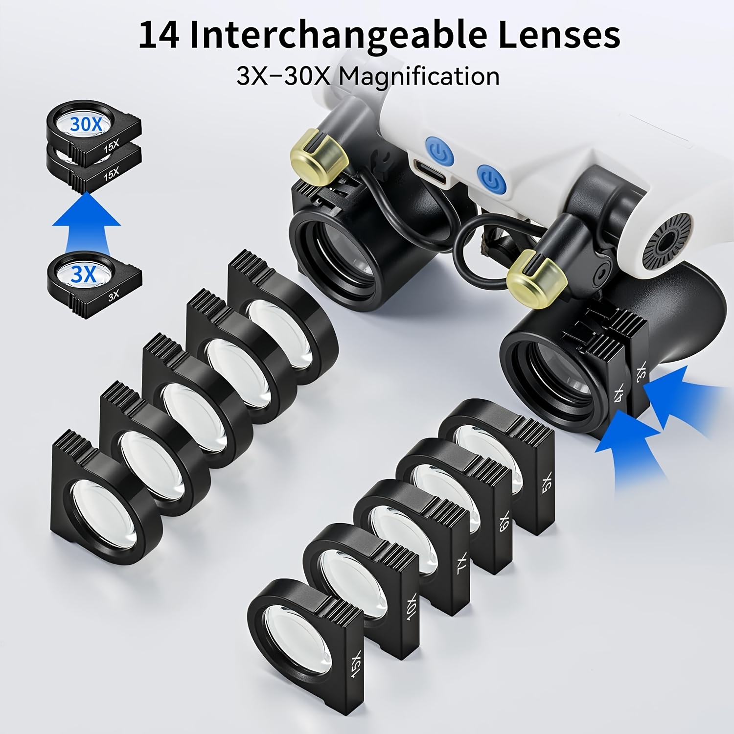 Kacamata Pembesar LED yang Dip - Electronics Repair Glasses ulasan dan harga